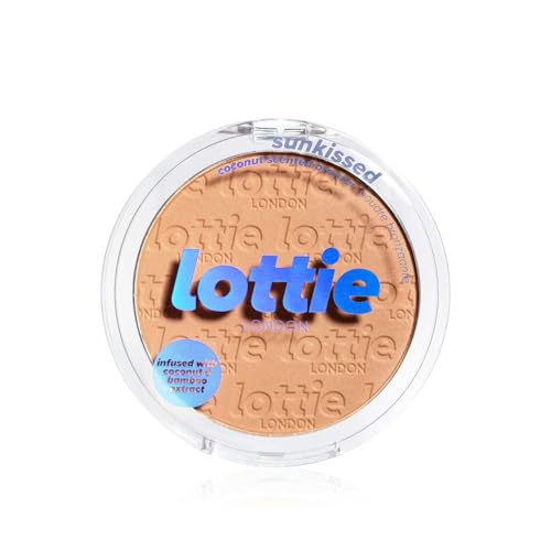 Lottie London Sunkissed Bronzer in Sunburst, Infused with bamboo extract and Vitamin E this skin-loving bronzer adds a buildable warm bronze for a defined finish