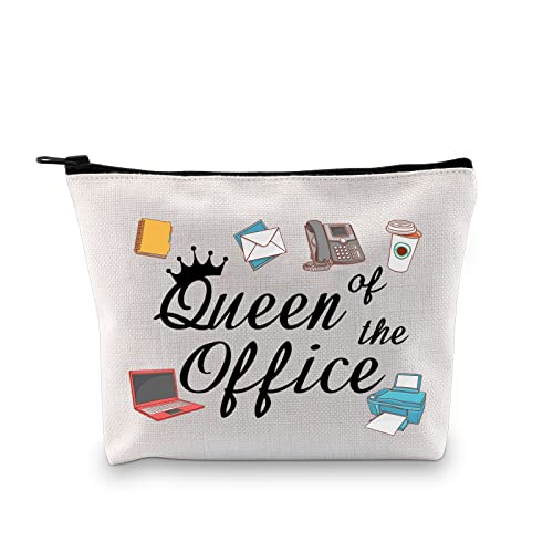 GJTIM Secretary Gift Secretary Thank You Zipper Pouch Gift Queen of Office Travel Makeup Bag Gift for Coworkers (Office Queen Bag)