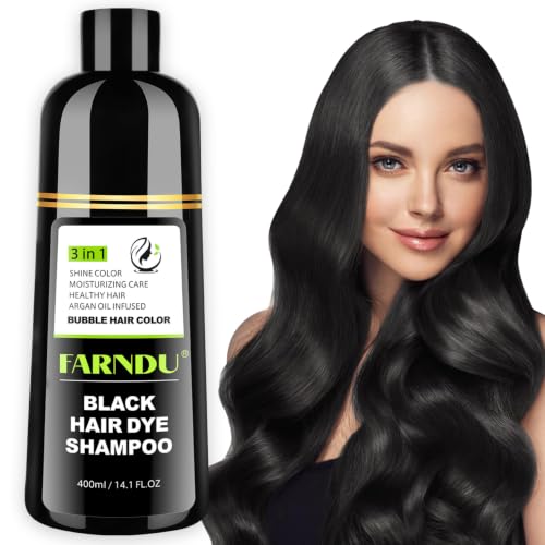 Dark Black Hair Dye Shampoo 3-in-1 for Gray Coverage, Argan Oil