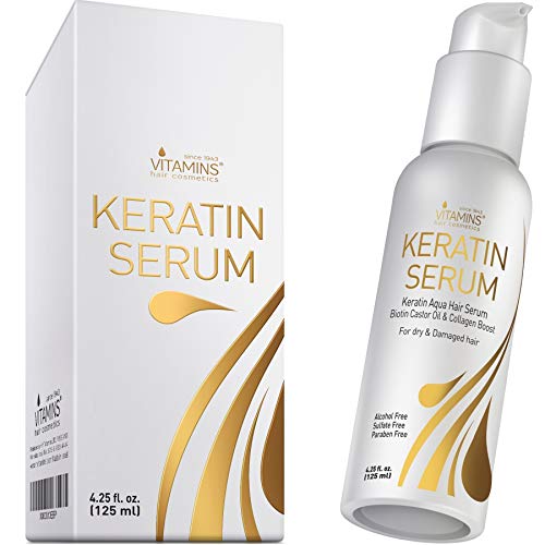 Vitamins Keratin Protein Hair Serum - Anti Frizz Control Repair Treatment for Frizzy Dry Damaged Hair - Heat Protectant Complex for Shine & Gloss