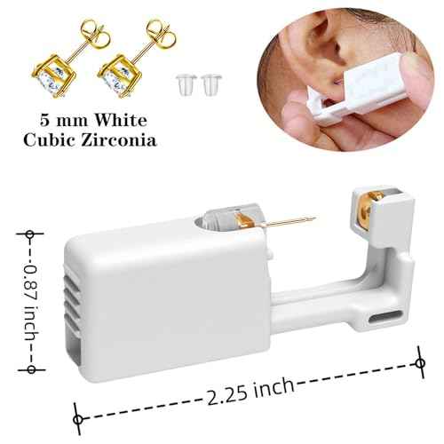 Ear Piercing Kits Disposable Ear Piercing Gun Kits No Pain Easy Use Ear Piercing Gun Kit Tool with Multi-Sized Gold Silver CZ Earring Studs