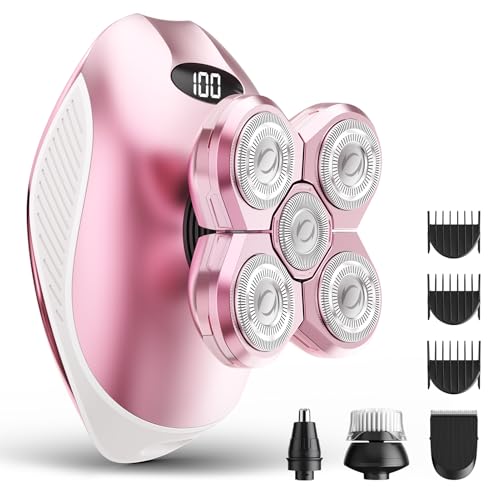 Pink 5-in-1 Women's Electric Razor with LED Display Waterproof Travel Trimmer