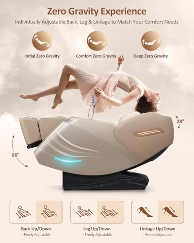RELX Full Body Massage Chair, Zero Gravity SL-Track, 20 Modes