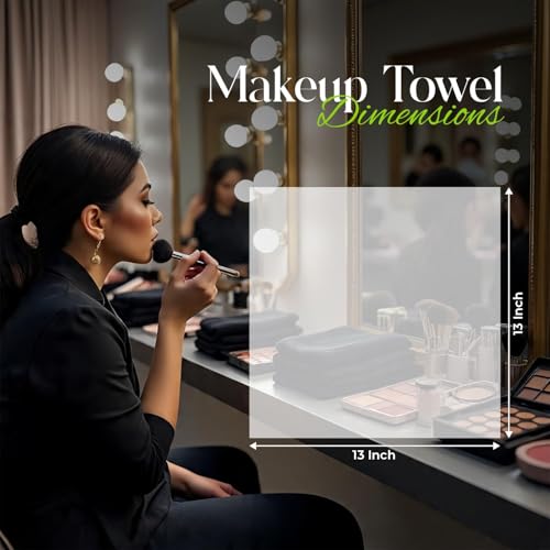 RIVERSIDE Black Makeup Towels - Pack of 6 (13x13) Soft Cotton Makeup Washcloths for Face - Reusable, Quick-Dry Makeup Remover Towels for Bathroom, Spa & Salon - Gentle on Skin - Hello Beauty