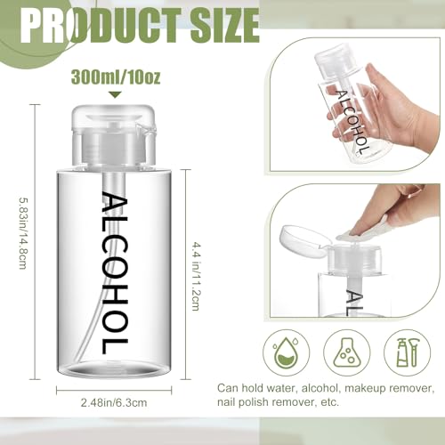 10 oz Alcohol Pump Dispenser Bottle - Clear Refillable