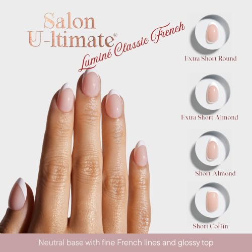 Celebritips Extra Short Almond Press On Nails - Classic French Manicure Kit