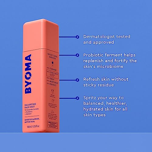 BYOMA Balancing Face Mist - pH Balanced Face Toner with Ceramides, Probiotics & Allantoin - Alcohol Free Toner Spray - Balance, Soothe & Refresh Throughout The Day - 3.38 fl. oz