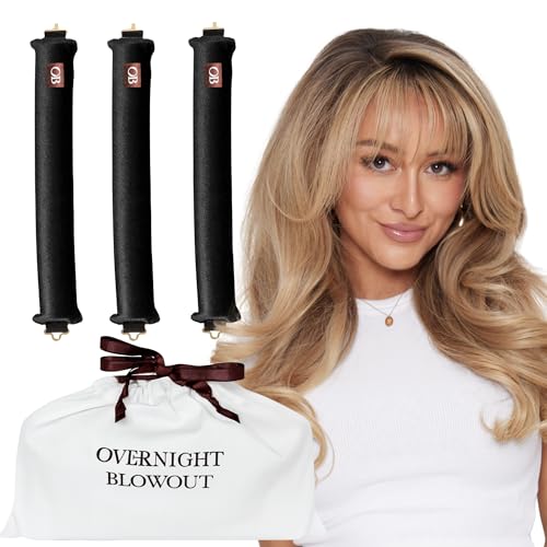 Overnight Blowout Velvet Hair Curling Rods - 3-Pack for Perfect Styles