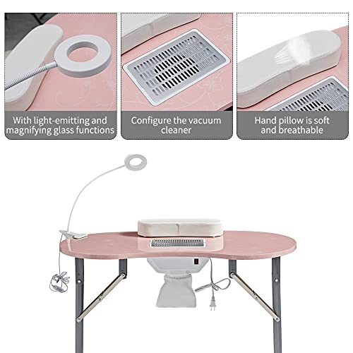 Portable Nail Desk with Dust Collector & LED Lamp