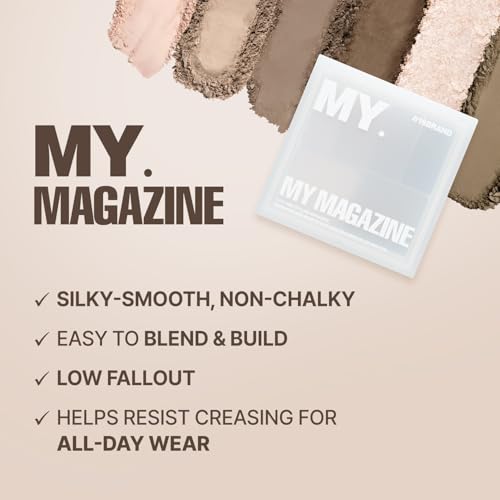 My Magazine Eyeshadow Palette - Cool Mauve Brown, 5 Shadows, All-in-One Matte, Shimmer & Glitter Multi-Texture Palette for Chic Daily & Trendy Looks, 0.25oz