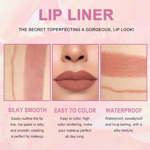 Kaely 30-Color Lip Liner Set - Matte Waterproof Retractable Pencils