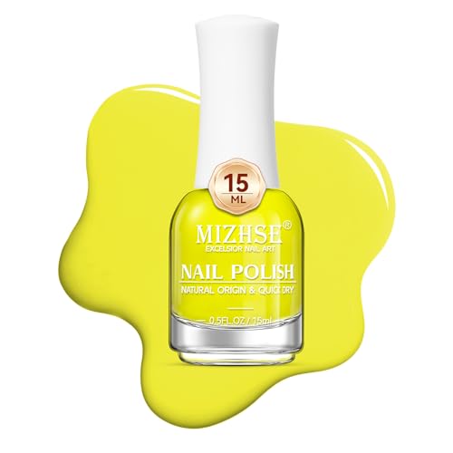 MIZHSE Bright Yellow Neon Quick Dry Nail Polish - Fall Trendy Air Dry 15ml