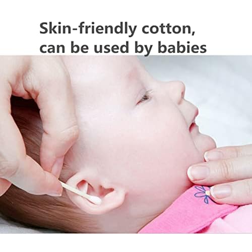 Cotton Swabs, Q Tips, 100 Count Natural Cotton Buds, Individually Wrapped Double Tipped Cotton Tips for Ear, Beauty Care, Cleaning (Round & Pointed Shape Cotton Heads)