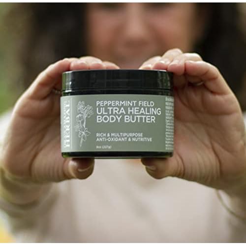 Ora's Amazing Herbal Ultra Healing Body Butter, Intensive Moisturizer For Dry Skin, Spearmint & Bergamot Essential Oil, 8 oz, Peppermint Field Scent