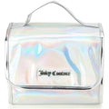 Juicy Couture Iridescent Makeup Bag Cosmetics Organizer Travel Essentials Hanging Hook Iridescent Silver Trim