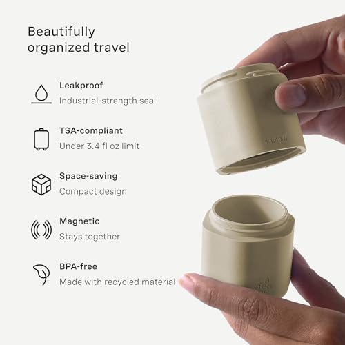 Cadence Extender - Add On to Any Flex Magnetic Containers with Lids,Extension to Travel Bottles for Toiletries - Carry On Travel Essentials For Women/Men - Adds Additional 1.43 fl oz - 3pk, Sand