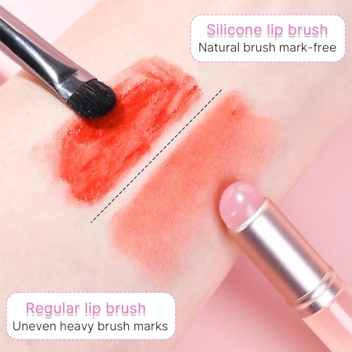 Silicone Lip Brush Set for Lipstick - 2 Reusable Makeup Applicators with Lid