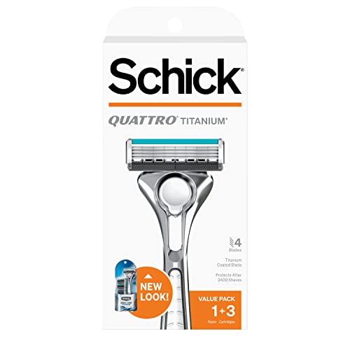 Schick Quattro Titanium Razor ? Schick Quattro, Quattro Razor, Titanium Razor with 3 Refill Blades