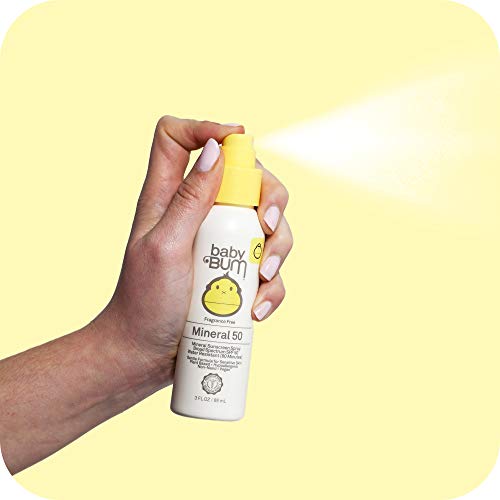 Sun Bum Baby Bum SPF 50 Sunscreen Spray | Mineral UVA/UVB Face and Body Protection for Sensitive Skin | Fragrance Free | Travel Size | 3 FL OZ