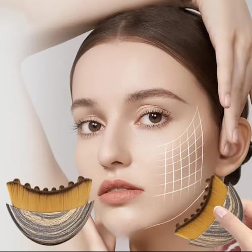 Lymphatic Contour Face Brush Drainage Massager Dry Sculpting Gua Sha Facial Depuffer Tool Massage Skin Lifting Beauty Appliance (2Pcs)