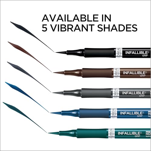 L'Oreal Paris Cosmetics Makeup Infallible Grip Precision Felt Eyeliner, Smudge Resistant, Long Lasting Waterproof Eyeliner, Grey, Grey, 0.03 fl oz
