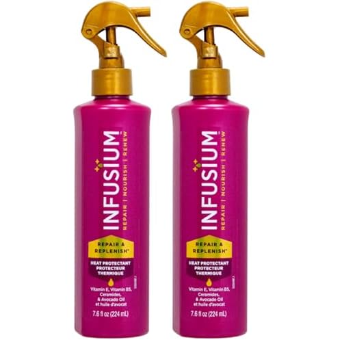 Infusium Repair and Replenish Heat Protector - Nourishing Heat Protection Spray for Hair with Vitamin E and Avocado Oil - Moisture Lock - 7.6 oz (Pack of 2)