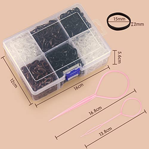 Funtopia Mini Hair Ties 2500Pcs Soft Rubber Bands with Organizer Box