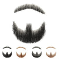 False Mustaches Fake Beard Realistic 100% Human Hair Face Beard Realistic and Mustache Black for Men Realistic Makeup Lace Beards Invisible False Performance Cosplay(Black)