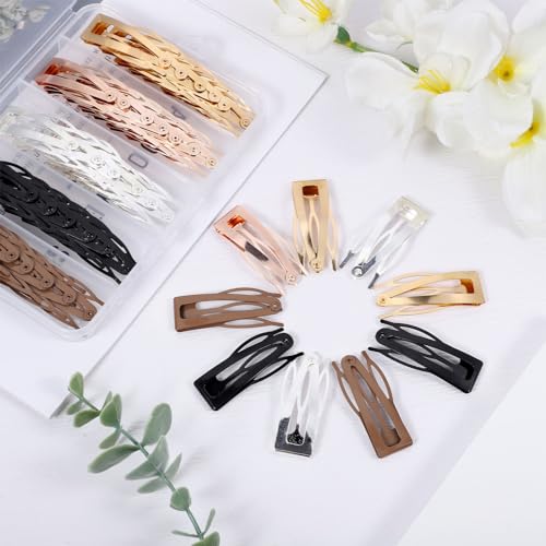 40PCS Metal Snap Hair Clips for Women & Girls - Black & Brown Variations