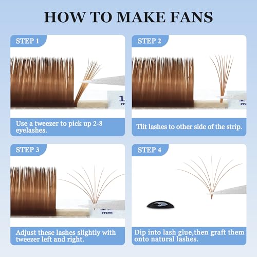 Easy Fan Lash Extensions 0.07D Curl 8-15mm Mix Brown