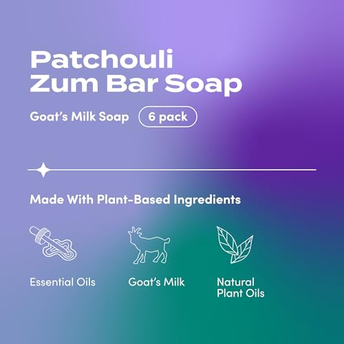 Zum Indigo Wild Goat's Milk Soap Bar - Bar Soap for Hands & Body Made with Essential Oils - 3 oz - Patchouli (6 Pack)