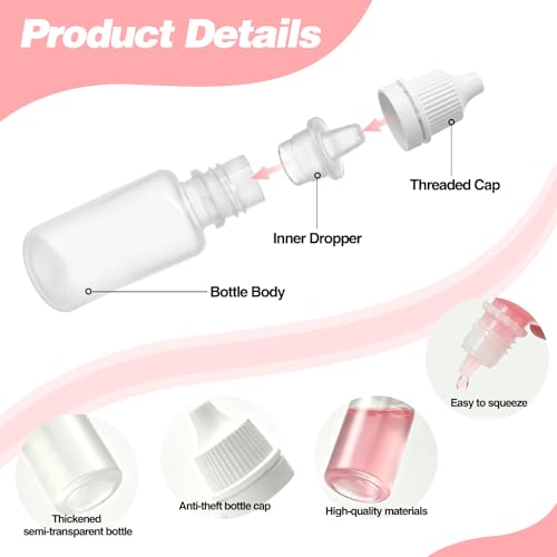10PCS Plastic Dropper Bottles Set with Funnels - 10ml & 15ml Travel Squeeze Bottles for Essential Oils & DIY Projects