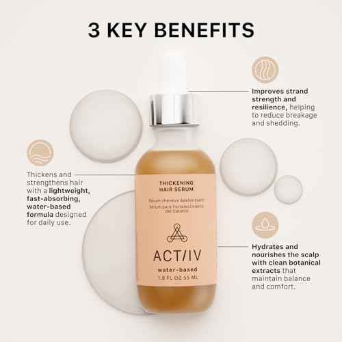 ACTIIV Thickening Hair Serum - Water Based | Supports the Appearance of Thicker, Fuller-Looking Hair, Lightweight Water-Based Formula, Non-Greasy, All Hair Types, 1.8 oz