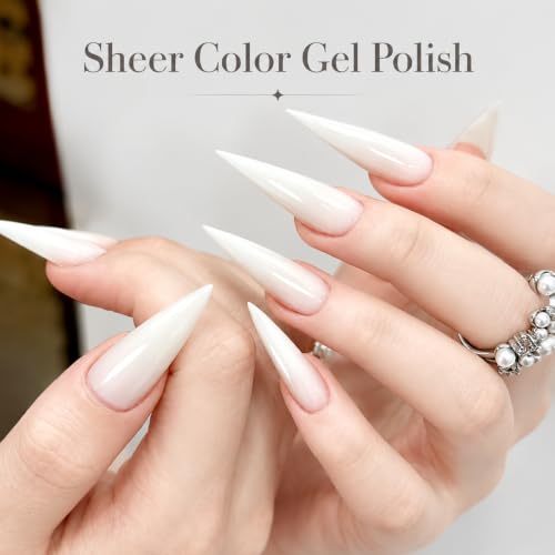AzureBeauty Milky White Gel Nail Polish 18ML - Natural & Buildable Sheer Finish