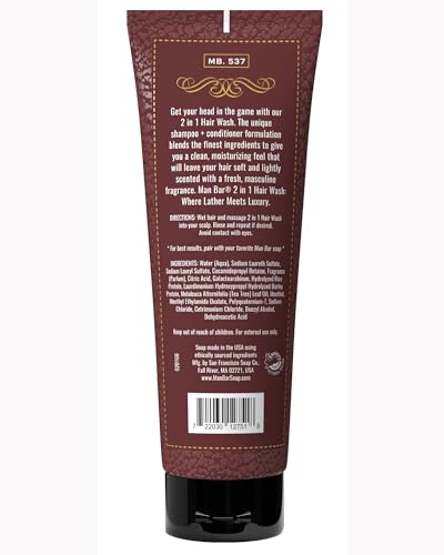 San Francisco Soap Company Man Bar 2 IN 1 Hair Wash EXOTIC MUSK & SANDALWOOD - Where Lather meets Luxury