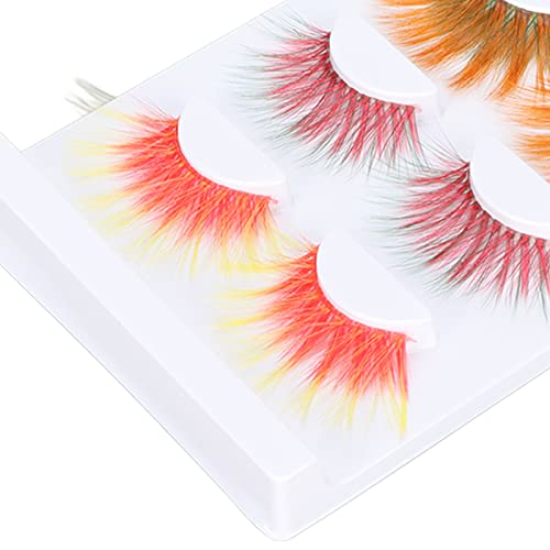 6D Colored False Eyelashes - 5 Pairs Gradient Orange Red Blue