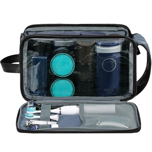 ZEEMO Travel Toiletry Bag, Water-Resistant Dopp Kit, Large Black