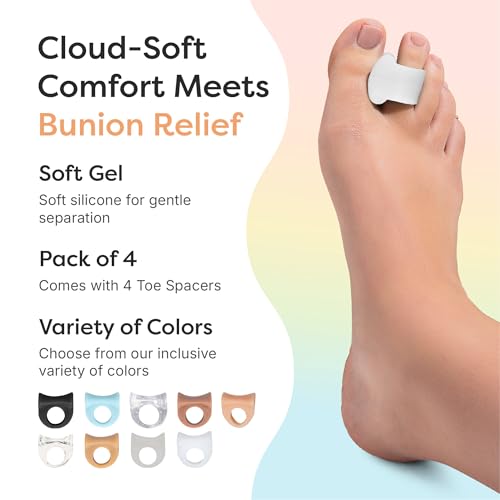 ZenToes Gel Toe Separators for Bunions & Overlapping Toes - 4 Pack