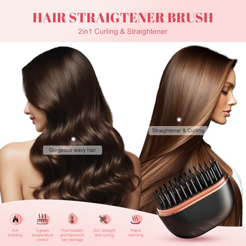 Cordless Hair Straightening Brush Portable Ionic Styling Tool