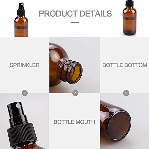 4 oz Amber Glass Spray Bottles - Fine Mist, 16 Pack