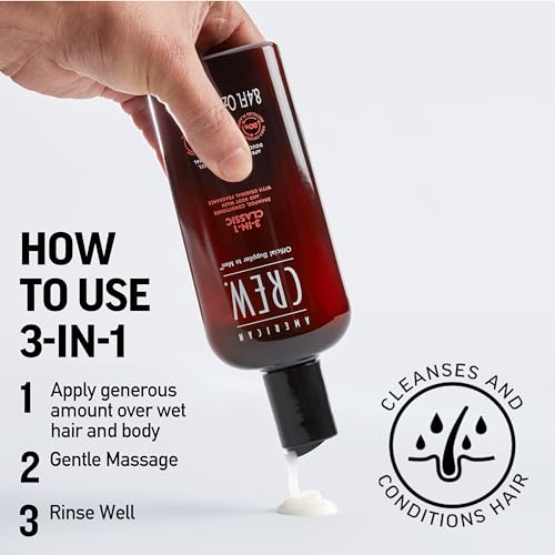 American Crew Shampoo, Conditioner & Body Wash for Men, 3-in-1, 33.8 Fl Oz