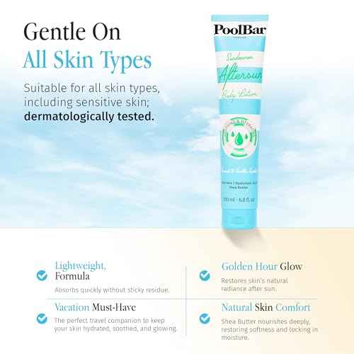 PoolBar Sundowner Aftersun Body Lotion for Women & Men Skin Care, Hydration & Soothing Relief, Coconut & Vanilla Scent Sun Care, Enriched with Hyaluronic Acid, Shea Butter, & Aloe Vera, 200ml (3 Pack)