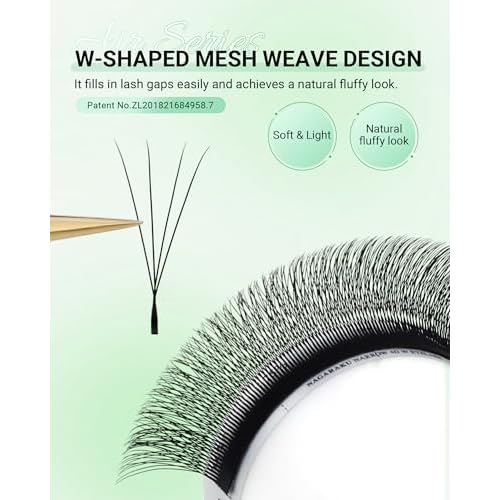 NAGARAKU Narrow 4D W Eyelash Extension, Small Spacing 4D Clover Lash Supplies Natural Soft Premade Fans PBT Cluster W Shape Lash Easy Fanning yy False Lashes Makeup Solon Matte Black - 0.07C 8-15 Mix