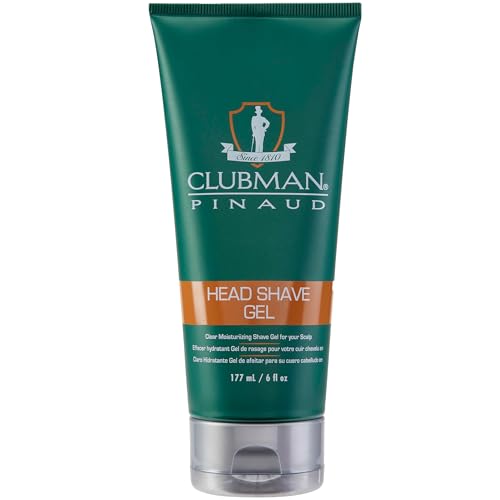 Clubman Pinaud Head Shave Gel for Men ? Clear Moisturizing Shaving Gel for Men, Hydrating Facial Hair for Sensitive Skin, Barber Supplies, 6 fl oz