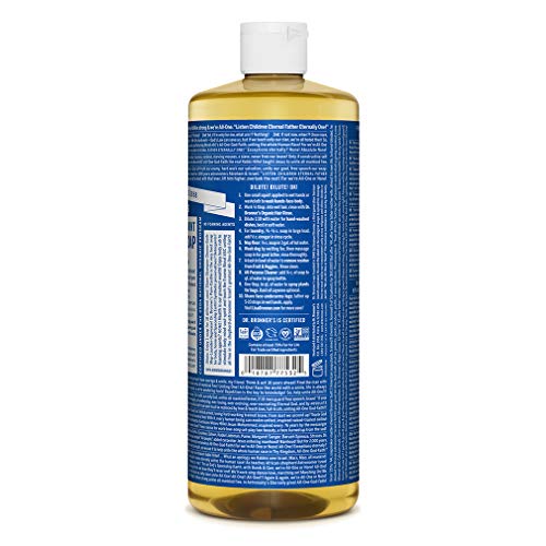 Dr. Bronner's Pure-Castile Liquid Soap- Made with Regenerative Organic Certified Oils- 18-in-1 Uses for Face, Body, Hand, Hair, Laundry & More- Vegan, Non-GMO- All Natural Body Wash- Peppermint,32oz