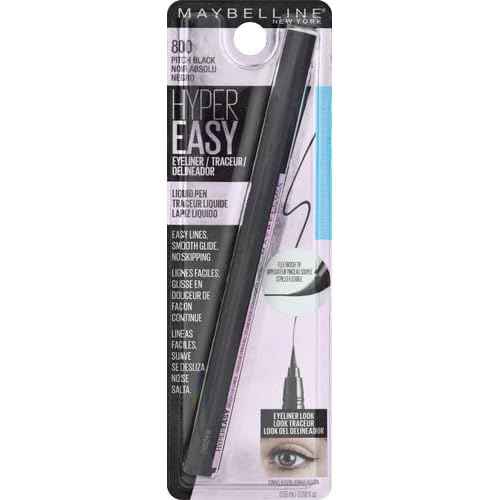 Maybelline Hyper Easy Liquid Pen No-Skip Eyeliner, Satin Finish, Waterproof Formula, Pitch Black, 0.018 Fl Oz