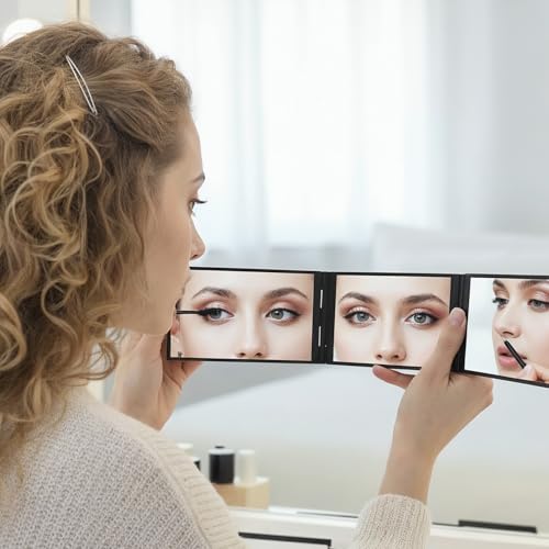 Vin Beauty 4-Way Foldable Handheld Makeup & Haircut Mirror, Portable 360° Self-Grooming Tool