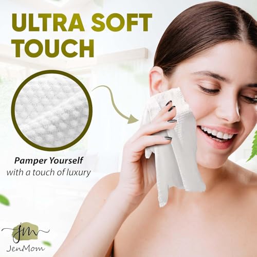 JenMom Disposable Face Towels 100 Count Eco-Friendly Soft & Hypoallergenic