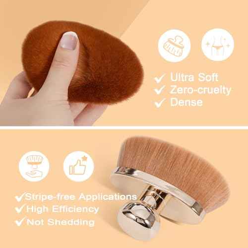 Extra Large Body Makeup Brush for Self Tanner ? 115mm Wide Oval Kabuki Body Brush for Bronzer Blend & Blur, Vegan Fiber Self Tanning Brush for Legs & Body with Drawstring Bag by Yoseng