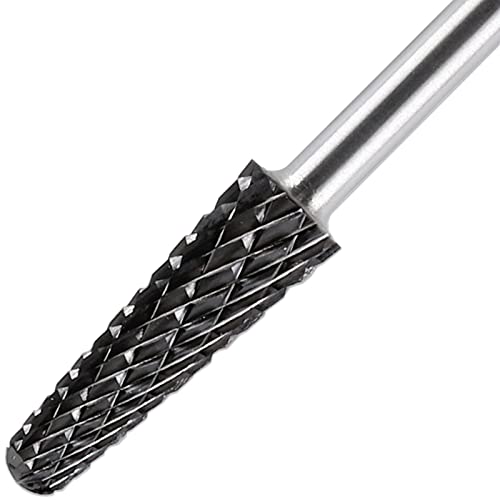 PANA USA Professional 3/32" Shank Size - Cone Shape Carbide Bit - Nail Drill Bit for Manicure Pedicure Tools Dremel Machine (Extra Coarse, DLC Black)